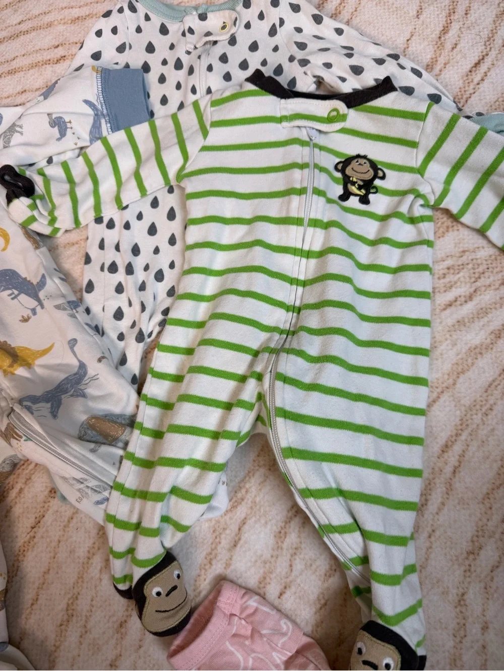 Assorted 0–3 Months Soft Long-Sleeve Baby Pajamas & Footies